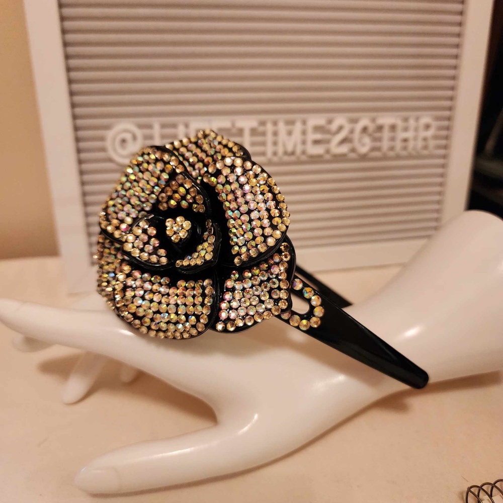 Irredescent Rhinestone Flower Headband